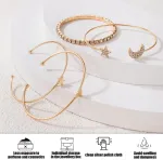 Laikrodis 4 dalių žvaigždės ir mėnulio apyrankių rinkinys boho atvira kri&scaron;tolo apyrankė daugiasluoksnis kri&scaron;tolo žvaigždės apyrankių rinkinys moterims ir mergaitėms