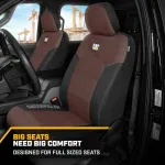 Cat Caterpillar Meshflex automobilinės sėdynių užvalkalai automobiliams, sunkvežimiams ir visureigiams (2 vnt. komplektas) - juodi/rudi automobilinių sėdynių užvalkalai priekinėms sėdynėms, sunkvežimių sėdynių apsaugos su patogiu tinkleliu nugaroje,  ...