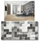 Deccart dekoratyvinė sienų plok&scaron;tė pcv pilkas marble 3d juodai pilkos plytelės