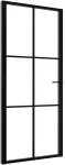 Vidaus durys, juodos, 93x201,5cm, ESG stiklas ir aliuminis