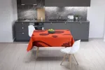 Le Jardin du Lin virtuvinė dekoratyvinė staltiesė oranžinė bordo 140 x 140 cm - sukurta ir pagaminta Turkijoje