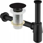 Juodas metalinis praustuvo sifonas 1"1/4 x 32 mm + Juodas Click-clack kam&scaron;tis