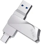 Ssk usb atmintinė 128 gb usb 3.2 atmintinė metalinė atmintinė dvigubos usb atmintinės usb-a ir type-c otg usb atmintinė vandeniui atspari duomenų saugykla iki 200 mb/s, itin talpi atmintinė duomenų saugyklai