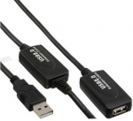 USB kabelis InLine USB-A - USB-A 20 m Juodas (34613I)