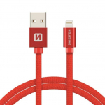 Swissten Textile Fast Charge 3A Lightning Data ir įkrovimo kabelis 3m