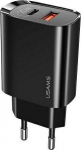 USAMS Tinklo įkroviklis 1xUSB-C+1xUSB T35 20W (only head) PD3.0 +QC3.0 Fast Charging juodos spalvos CC121TC02 (US-CC121)
