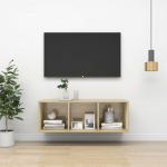 TV staliukas Prie sienos montuojama TV spintelė, ąžuolo, 37x37x107cm, MDP