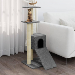 Draskyklė katėms su stovais i&scaron; sizalio, &scaron;viesiai pilka, 92cm