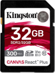 Atminties kortelė KINGSTON 32 GB &bdquo;Canvas React Plus SDHC UHS-II 300R/260W&ldquo; U3 V90, skirta &bdquo;Full HD&ldquo; / 4K / 8K rai&scaron;kai