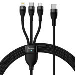 Baseus Flash Series 2 trys viename kabelis USB-C + mikro USB + Lightning, 100 W, 1.5 m