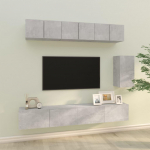 TV staliukas TV spintelių komplektas, 6 dalių, betono pilkas, mediena