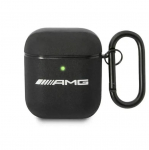 Mercedes "AMG Leather Big Logo" - "Apple AirPods" dėklas, juodos spalvos
