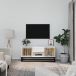 TV staliukas Televizoriaus spintelė, balta, 105x30x45cm, mediena ir geležis