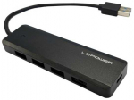 HUB USB LC-Power 4xUSBA 1XUSB- C Juoda mažmeninė prekyba