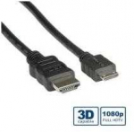 ROLINE HDMI didelės spartos kabelis su Ethernet, HDMI A tipo M - HDMI C tipo M 0,8 m, 0,8 m, HDMI A tipo (standartinis), HDMI C tipo (mini), 1920 x 1080 pikselių, juodas