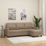 Trivietė sofa su pakoja, kapučino spalvos, 180cm, dirbtinė oda
