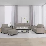 Sofa Sofos komplektas su pagalvėlėmis, 4 dalių, taupe, audinys