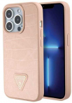 Apple iPhone 15 Pro Guess dėklas Croco Triangle Metal Logo (GUHCP15LPCRTHCP) rožinės spalvos