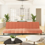 Dvivietė sofa-lova, rožinės spalvos, aksomas