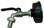 Metalinis IBC ventilis 60 mm su pajungimu laistymo žarnai &frac12;" (juoda rankena)