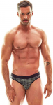 ANAIS MEN SLIP & THONG ANAIS MEN Balance Slip S - Checked Microfiber Briefs, Juodas/Pilkas/Baltas