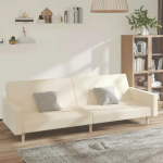 Dvivietė sofa-lova, kreminės spalvos, audinys