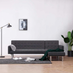 L formos sofa-lova, tamsiai pilka, poliesteris