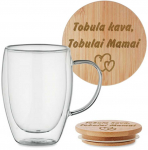 Dvigubo stiklo puodelis "Tobula kava, tobulai mamai" 350ml