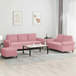 Sofa Sofos komplektas su pagalvėlėmis, 3 dalių, rožinis, aksomas