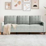 Trivietė sofa, &scaron;viesiai pilkos spalvos, 180cm, aksomas