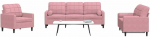 Sofa Sofos komplektas su pagalvėlėmis, 3 dalių, rožinis, aksomas