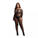 Shots OSX Bodystocking Off-Shoulder Long Sleeves Juodas Plus Size Lingerie
