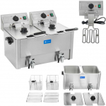 Royal Catering Dviguba elektrinė gruzdintuvė su i&scaron;leidimo čiaupais termostatu EGO 2x8L