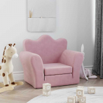 Vaiki&scaron;ka sofa-lova, rožinės spalvos, mink&scaron;tas pliu&scaron;as
