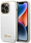 &bdquo;Guess Croco Collection&ldquo; dėklas, skirtas iPhone 14 Pro 6.1" - sidabrinis