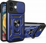 Hurtel Hybrid Armor Camshield Apple iPhone 16 Plus Armored Camera Cover and Stand - dėklas teleofnui mėlynos spalvos