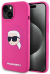 Karl Lagerfeld KLHMP15SSKHPPLF Apple iPhone 15 6.1" dėklas telefonui fuksijos spalvos silikoninis Karl Head Print MagSafe