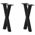 Kavos staliuko kojelės, X formos, 2 vnt., juodos, 38x(42-43) cm, plienas
