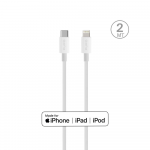 Puro Elektrik &bdquo;Puro Plain&ldquo; laidas, skirtas Apple su MFI USB-C &ndash; Lightning 2.0 2.4A 2m &ndash; baltas