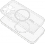 Dėklas Oem Case for iPhone 15 PRO Clear Mag Cover (STR / CAMERA PROTECTION) compatible with MagSafe transparent glitter