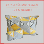 100 proc. medvilnės patalynės komplektas - Antklodės užvalkalas 140x200 cm. + pagalvės užvalkalas 50x70 cm. (1 vnt.)
