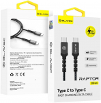 Oem Blavec Kabelis Raptor pintas - Type C į Type C - PD 100W 5A 2 ms Apple CarPlay/Android Auto (CRA-CC5BG20) juodos spalvos-pilkas