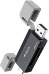 Devia atminties kortelių skaitytuvas 2in1 EL240 USB/USB-C 3.0 juodos spalvos