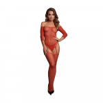 Shots Shimmering Off The Shoulder Bodystocking - One Size - Raudona/Gold Glitter