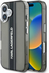 Karl Lagerfeld IML Stripe Logo Apple iPhone 16 dėklas telefonui juodos spalvos