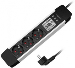 LogiLink 3 padėčių lizdas.sc/sil LCD ekranas realaus laiko energijos suvartojimą (LPS285)