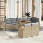 Sodo Sofų Rinkinys su saugykla 9 pcs Smėlio Poli ratanas
