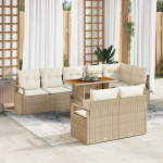 Sodo Sofų Rinkinys su pagalve 9 pcs Bežinė ir kreminė