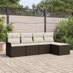 Lauko baldų komplektas Lauko sofa su pagalve 5 pcs Ruda poliratanas