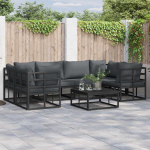Sodo Sofų Rinkinys su pagalve 7 pcs Juoda Aliuminis